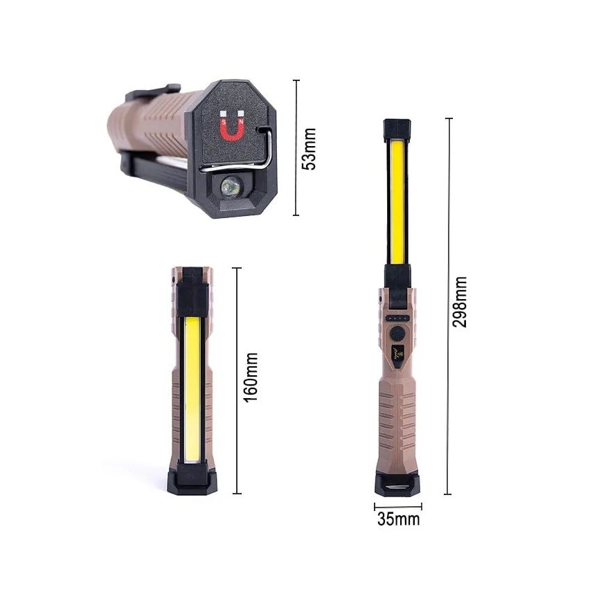 Linterna de trabajo LED regulable recargable con función de power bank LED/4W/5V IPX4 600 lúmenes 2000 mAh