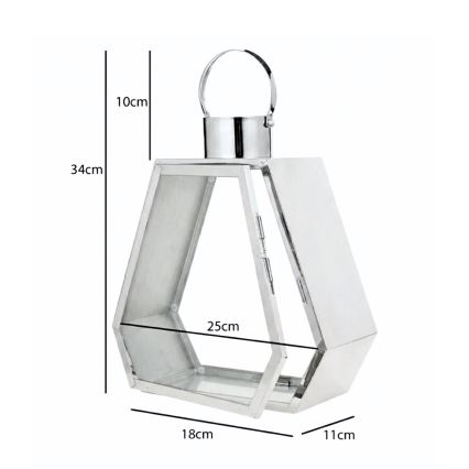 Linterna decorativa PALACE de 34 cm, cromo brillante