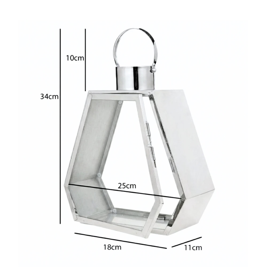 Linterna decorativa PALACE de 34 cm, cromo brillante