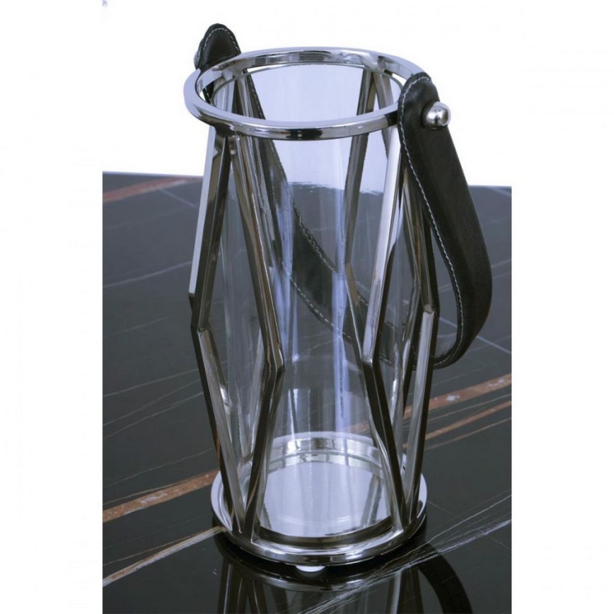 Linterna FRAGIL 26 cm cromo brillante/negro