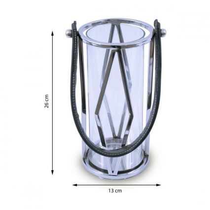 Linterna FRAGIL 26 cm cromo brillante/negro