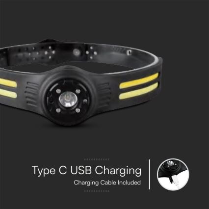 Linterna frontal LED recargable con luz roja USB LED/3W/5V IP43 470 lúmenes 5 h 650 mAh