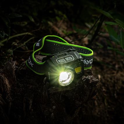 Linterna frontal LED recargable y regulable con sensor y luz roja LED/6W/5V/3xAAA IP66 500 lm 1200 mAh