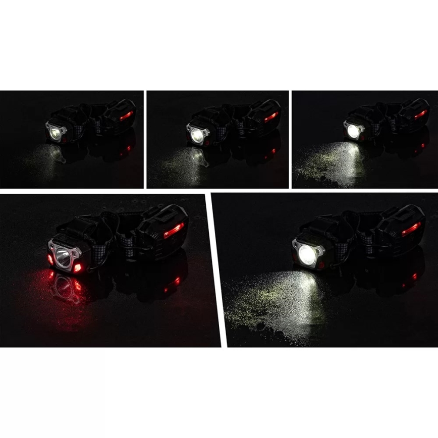 Linterna frontal recargable LED regulable con sensor, función de power bank y luz roja LED/10W/5V IP44 1200 lm 4000 mAh