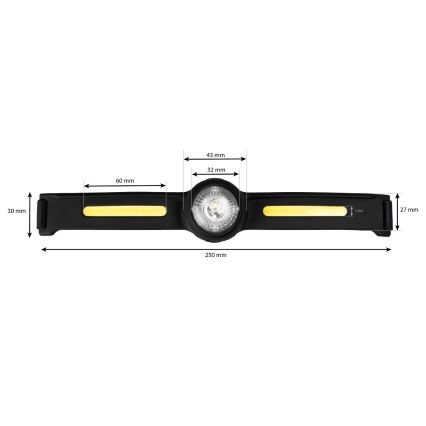 Linterna frontal LED recargable y regulable con luz roja, 550 lm, 5V, IPX4, 600 mAh