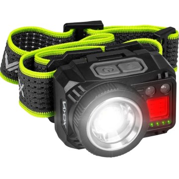 Linterna frontal LED recargable y regulable con sensor y luz roja LED/6W/5V/3xAAA IP66 500 lm 1200 mAh