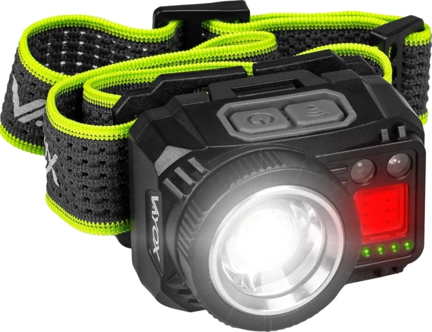 Linterna frontal LED recargable y regulable con sensor y luz roja LED/6W/5V/3xAAA IP66 500 lm 1200 mAh