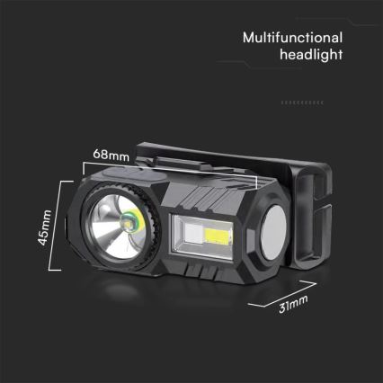 Linterna frontal LED RGBW recargable y regulable USB LED/3W/5V IP43 190 brillante 24 h 750 mAh