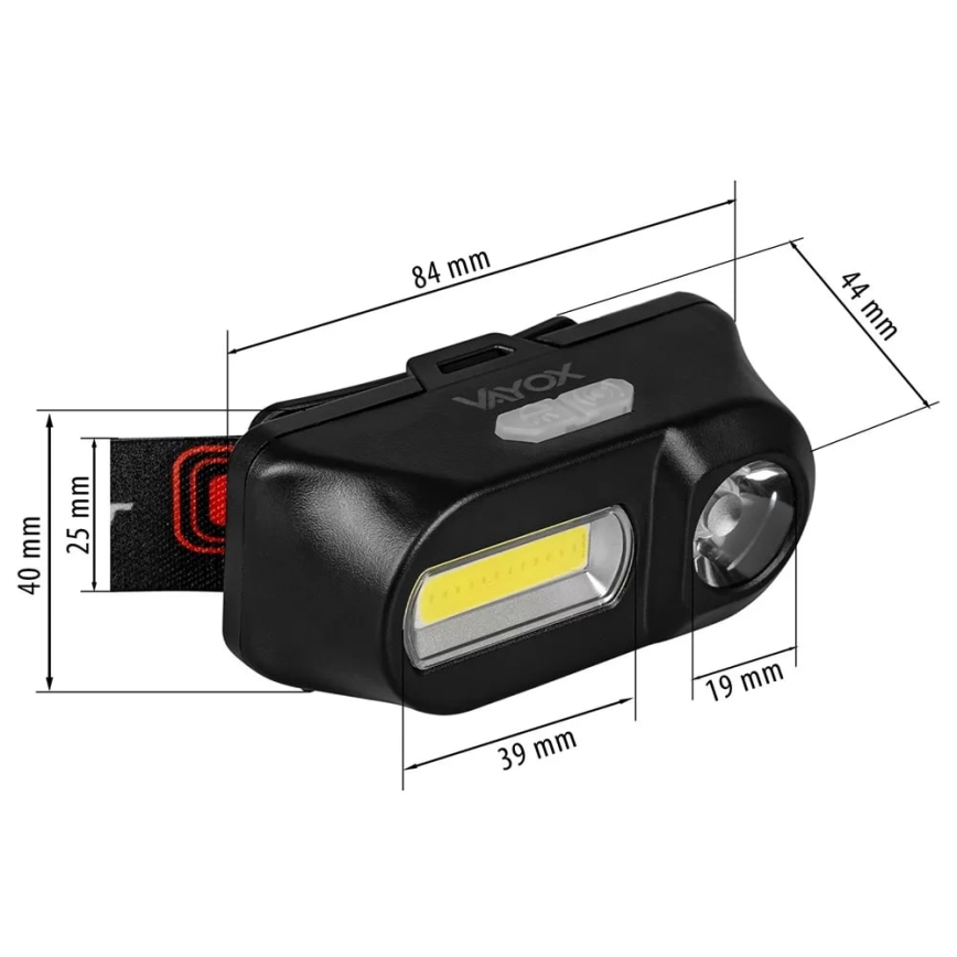 Linterna frontal recargable LED regulable 2xLED/5V IP44 210 lm 2000 mAh