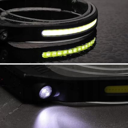 Linterna frontal recargable LED regulable con sensor 2xLED/5V IP44 350 lm 1200 mAh
