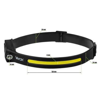 Linterna frontal recargable LED regulable con sensor 2xLED/5V IP44 350 lm 1200 mAh