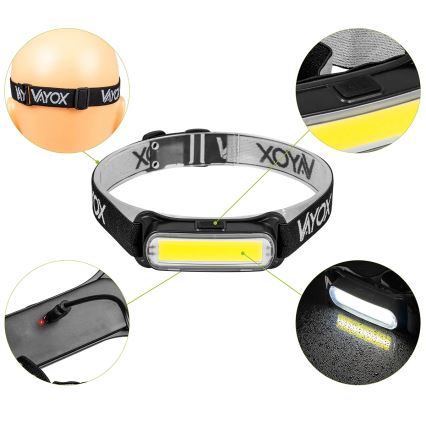 Linterna frontal recargable LED regulable LED/5V IPX4 300 lm 1200 mAh