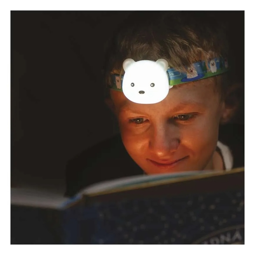 Linterna frontal recargable LED/USB 500 mAh con diseño de oso