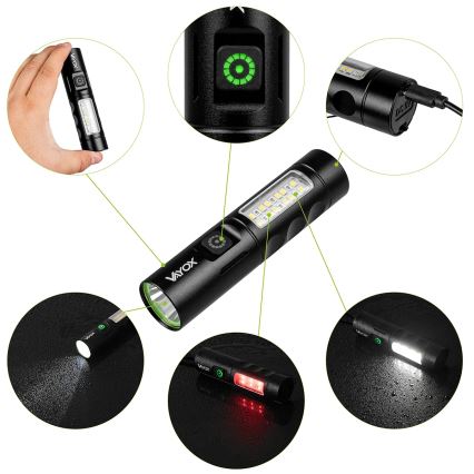 Linterna recargable LED regulable con luz roja LED/5W/5V IPX4 250 lm 2000 mAh