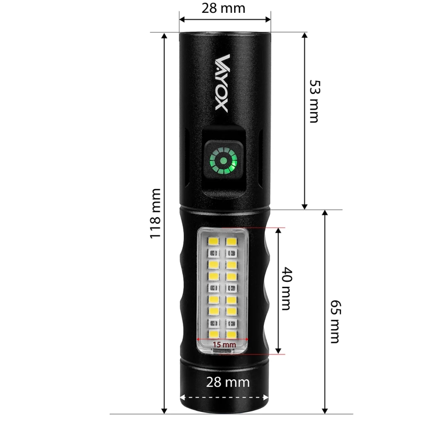 Linterna recargable LED regulable con luz roja LED/5W/5V IPX4 250 lm 2000 mAh