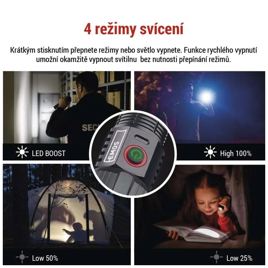 Linterna metálica LED recargable LED/5V 3000 brillante 5000 mAh IP43