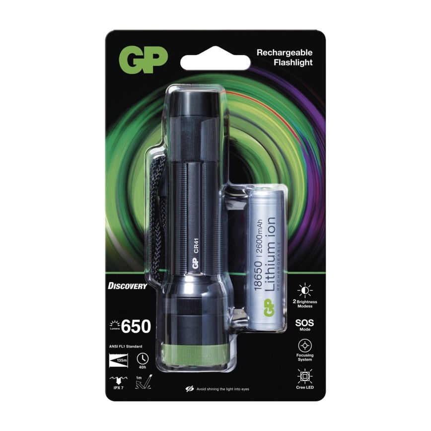 Linterna recargable LED GP DISCOVERY CR41 LED/Li-lon 3,7V IPX7