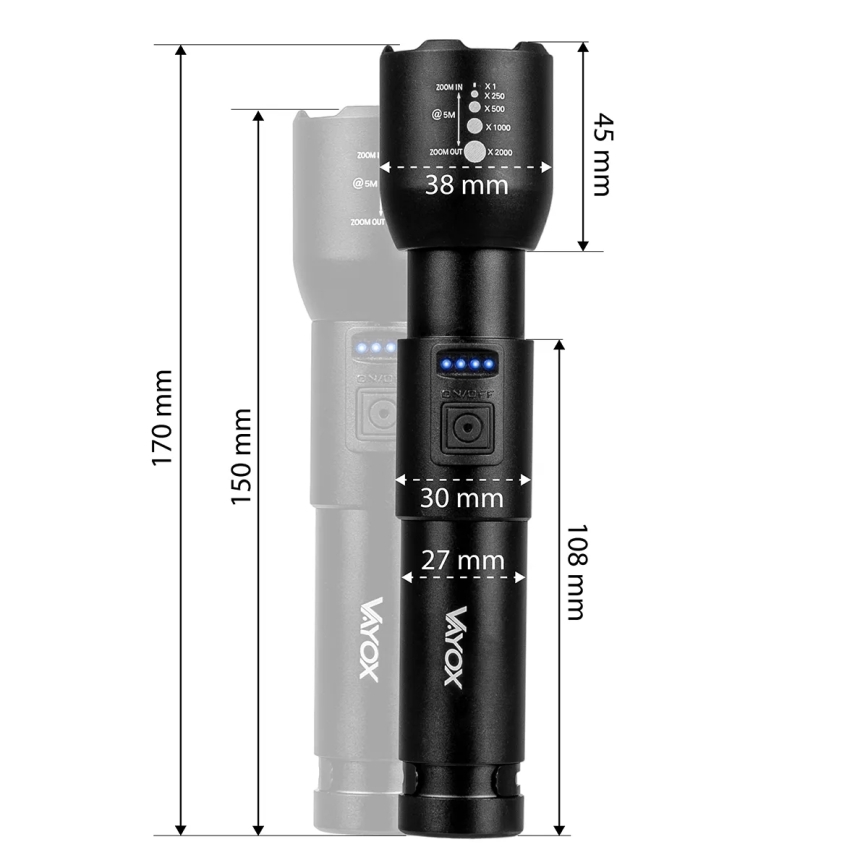 Linterna recargable LED regulable LED/20W/5V IPX4 800 lm 2000 mAh