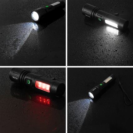 Linterna recargable LED regulable con luz roja LED/5W/5V IPX4 260 lm 2000 mAh