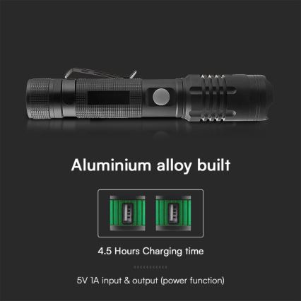 Linterna recargable LED USB LED/10W/5V IP54 2000 mAh 1000 lm