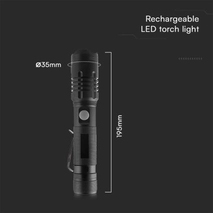 Linterna recargable LED USB LED/10W/5V IP54 2000 mAh 1000 lm
