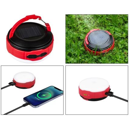 Linterna solar recargable LED regulable con función power bank LED/3W/5V 3000/4000/6500K IPX6 500 brillante 2000 mAh