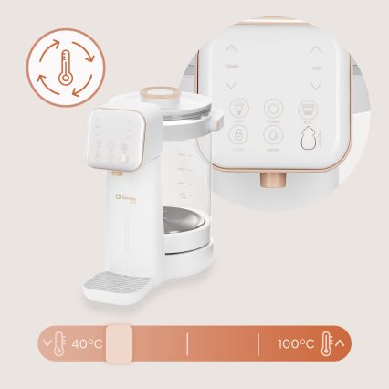 Lionelo - Aparato para preparar leche infantil BABYPRESTO 2.0 1200W/230V Blanco