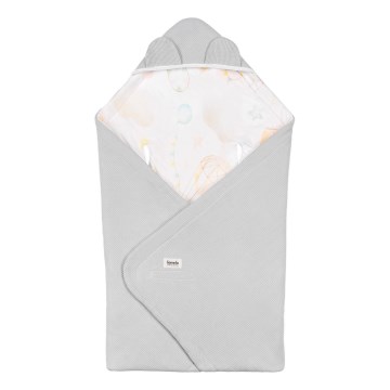 Lionelo - Arrullo para silla de coche TRAVEL SWADDLE 90x90 cm Gris con globos