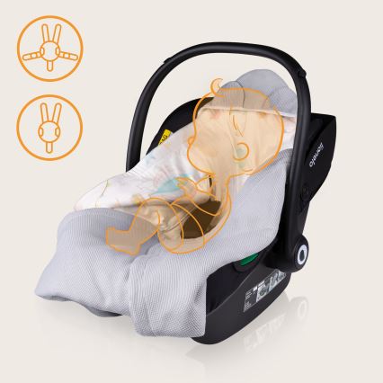 Lionelo - Arrullo para silla de coche TRAVEL SWADDLE 90x90 cm Gris con globos
