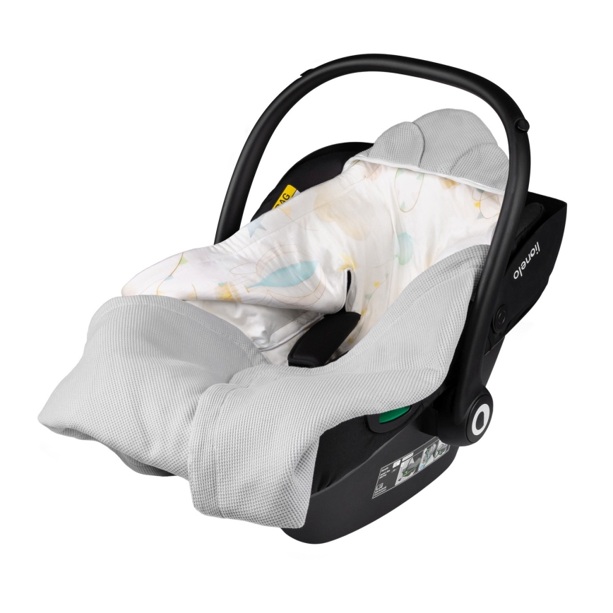 Lionelo - Arrullo para silla de coche TRAVEL SWADDLE 90x90 cm Gris con globos