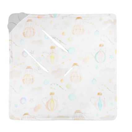 Lionelo - Arrullo para silla de coche TRAVEL SWADDLE 90x90 cm Gris con globos
