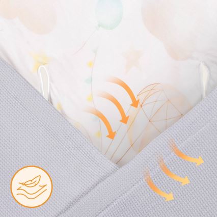 Lionelo - Arrullo para silla de coche TRAVEL SWADDLE 90x90 cm Gris con globos