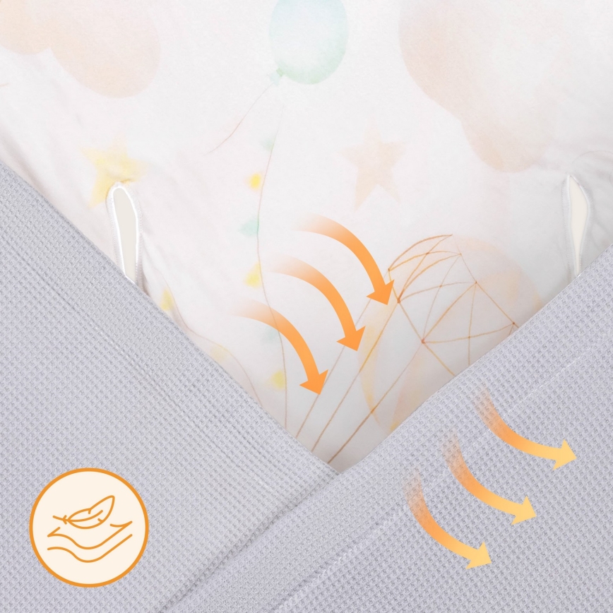 Lionelo - Arrullo para silla de coche TRAVEL SWADDLE 90x90 cm Gris con globos