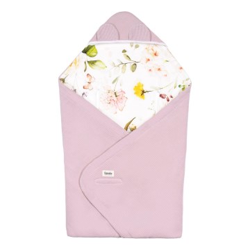 Lionelo - Arrullo para silla de coche TRAVEL SWADDLE 90x90 cm Rosa con flores