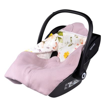Lionelo - Arrullo para silla de coche TRAVEL SWADDLE 90x90 cm Rosa con flores