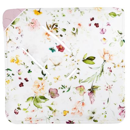 Lionelo - Arrullo para silla de coche TRAVEL SWADDLE 90x90 cm Rosa con flores