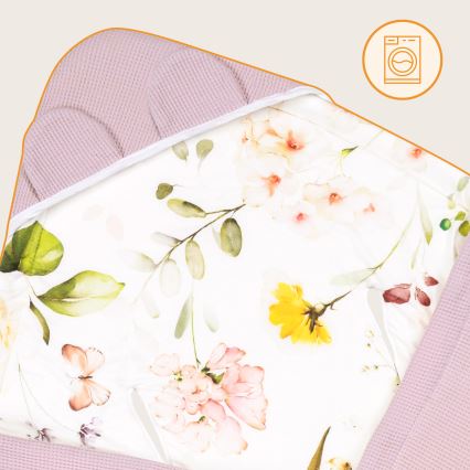 Lionelo - Arrullo para silla de coche TRAVEL SWADDLE 90x90 cm Rosa con flores
