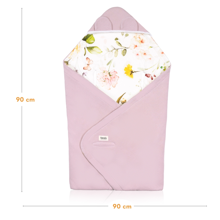 Lionelo - Arrullo para silla de coche TRAVEL SWADDLE 90x90 cm Rosa con flores