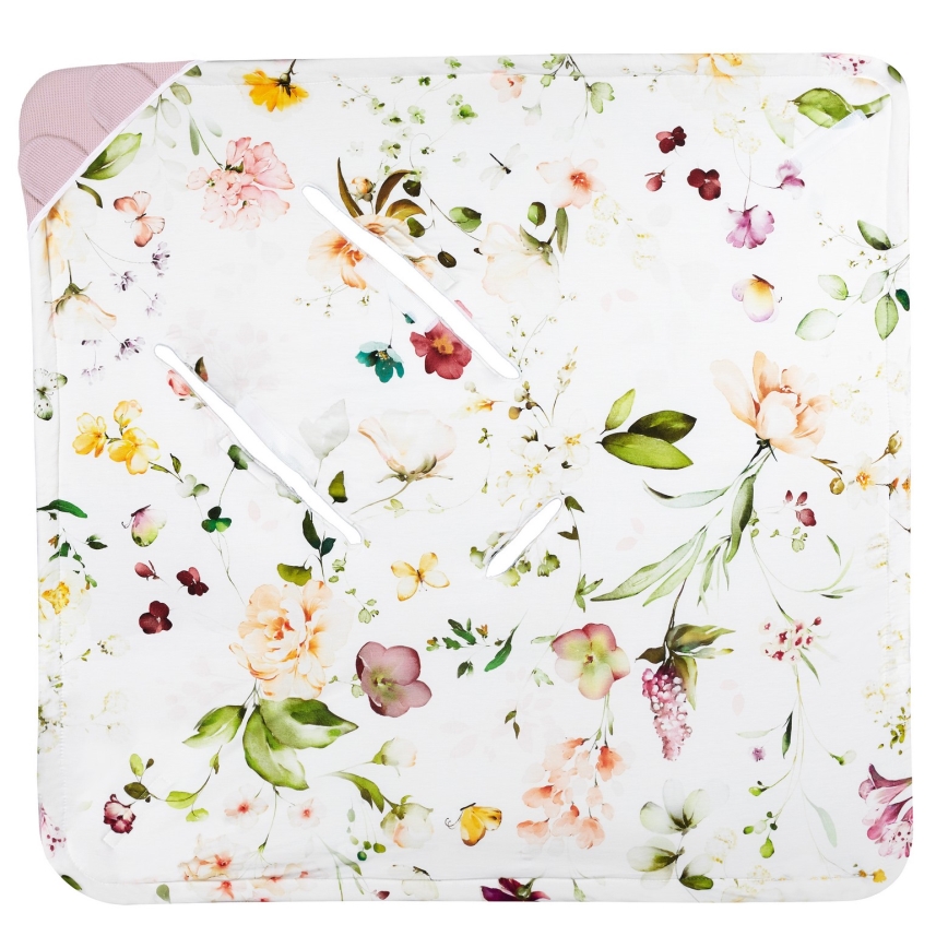 Lionelo - Arrullo para silla de coche TRAVEL SWADDLE 90x90 cm Rosa floral
