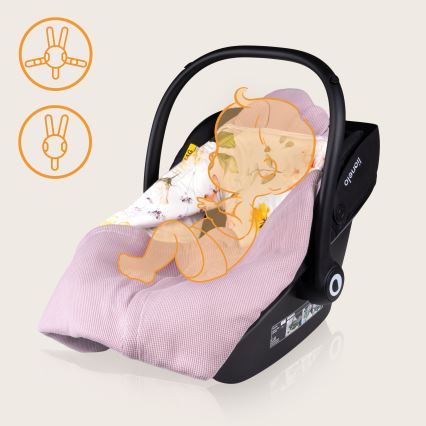 Lionelo - Arrullo para silla de coche TRAVEL SWADDLE 90x90 cm Rosa floral