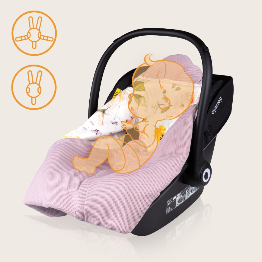 Lionelo - Arrullo para silla de coche TRAVEL SWADDLE 90x90 cm Rosa floral