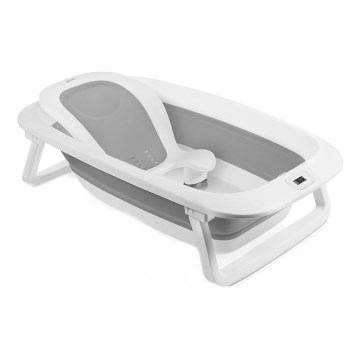Lionelo - Bañera plegable para bebé con termómetro BABY BUBBLE 2x LR44 Gris paloma