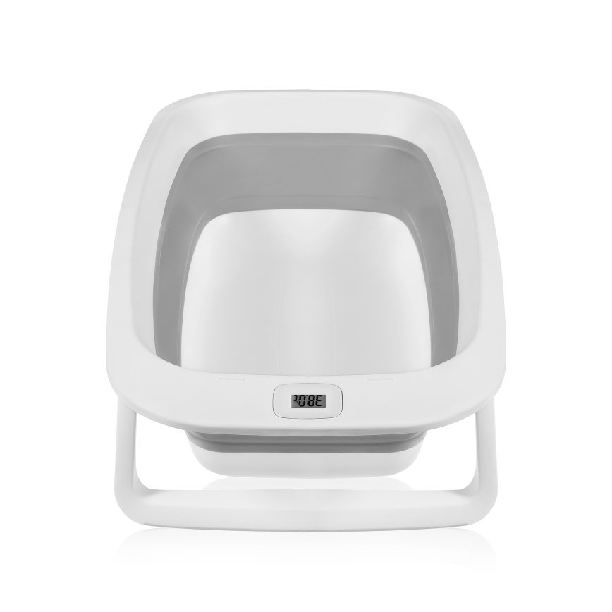 Lionelo - Bañera plegable para bebé con termómetro BABY BUBBLE 2x LR44 Gris paloma