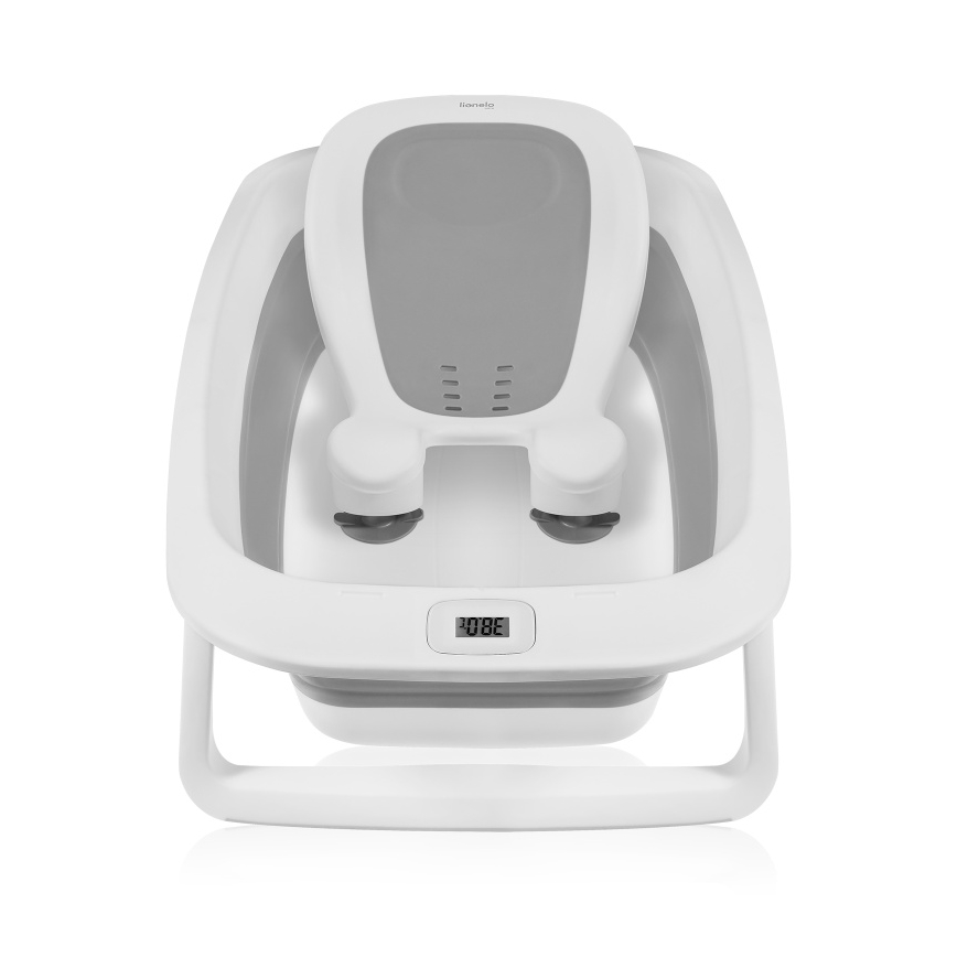 Lionelo - Bañera plegable para bebé con termómetro BABY BUBBLE 2x LR44 Gris paloma