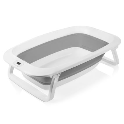 Lionelo - Bañera plegable para bebé con termómetro BABY BUBBLE 2x LR44 Gris paloma
