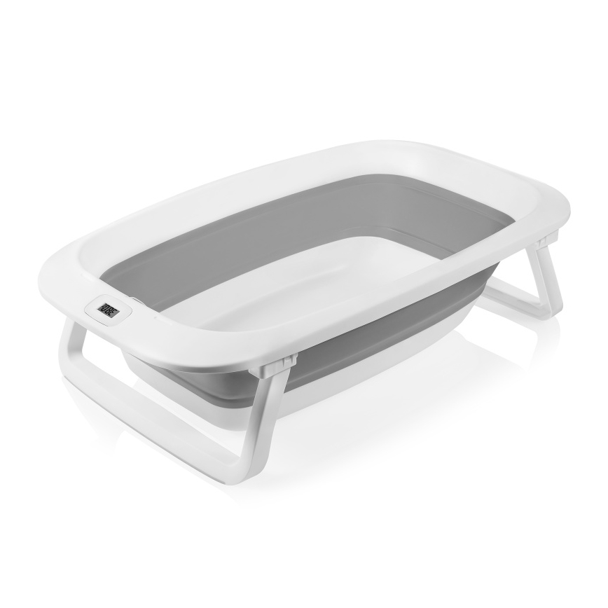 Lionelo - Bañera plegable para bebé con termómetro BABY BUBBLE 2x LR44 Gris paloma