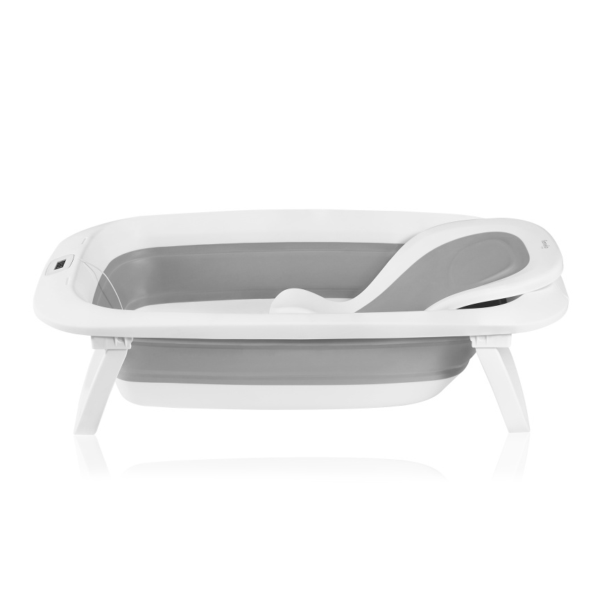 Lionelo - Bañera plegable para bebé con termómetro BABY BUBBLE 2x LR44 Gris paloma