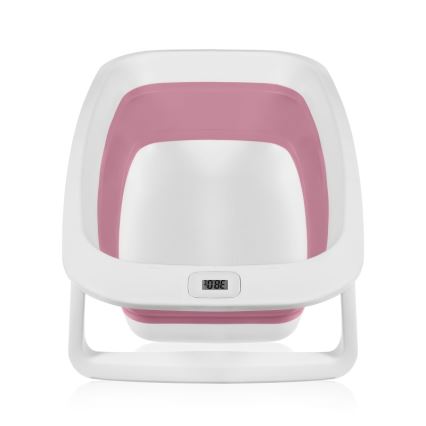 Lionelo - Bañera plegable para bebé con termómetro BABY BUBBLE 2x LR44 Rosa Magnolia