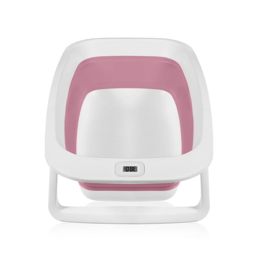 Lionelo - Bañera plegable para bebé con termómetro BABY BUBBLE 2x LR44 Rosa Magnolia