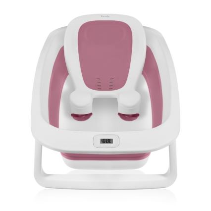 Lionelo - Bañera plegable para bebé con termómetro BABY BUBBLE 2x LR44 Rosa Magnolia